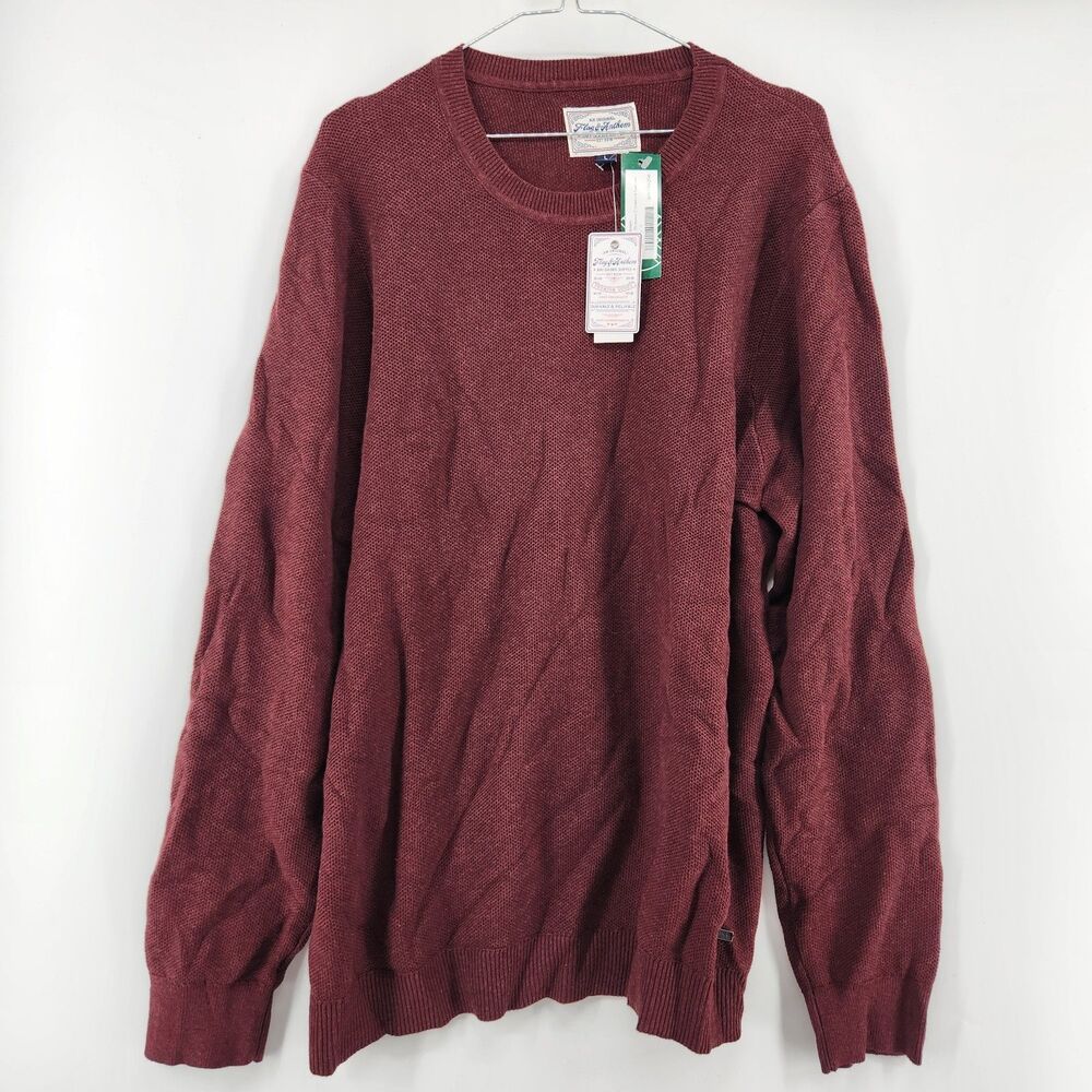 Flag & Anthem Men's Burgundy Large Lyndhurst‎ Birdseye Crewneck Sweater NWT